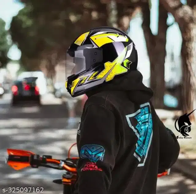 Full Face Helmet for Men & Women, Black & Yellow