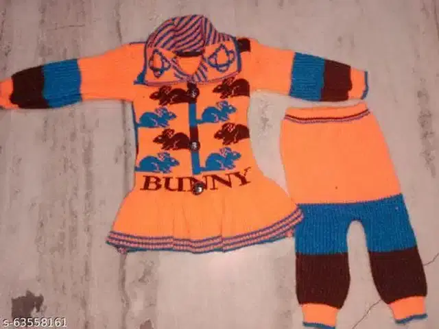 Woolen Sweater & Pant for Girls (Multicolor, 3-6 Months)