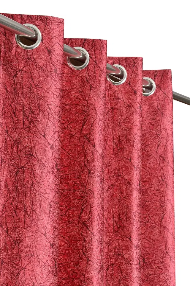 Polyester Printed Curtain for Door & Window, Maroon, 5 Feet