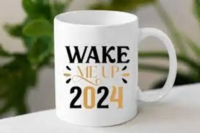 Ceremic Printed Coffee Mug, White, 350 ml