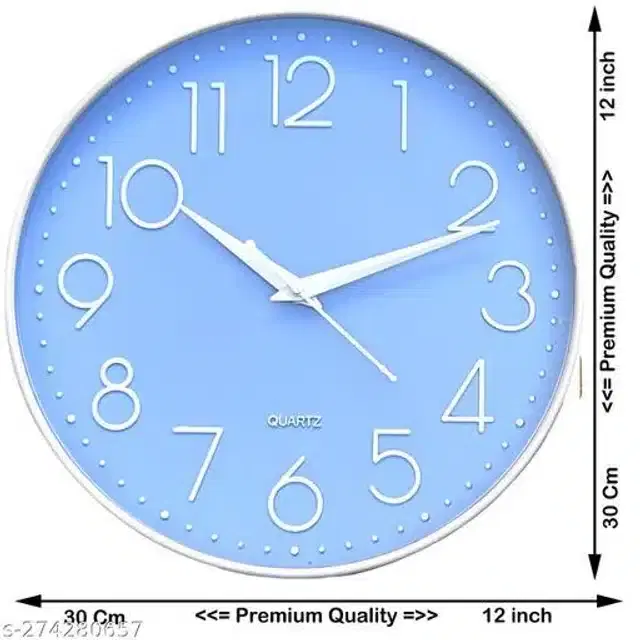 Analog Wall Clock, Sky Blue, 30x30 cm