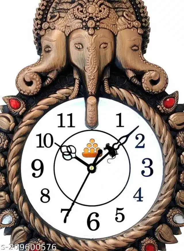 Analog Wall Clock, Bronze, 35x26 cm