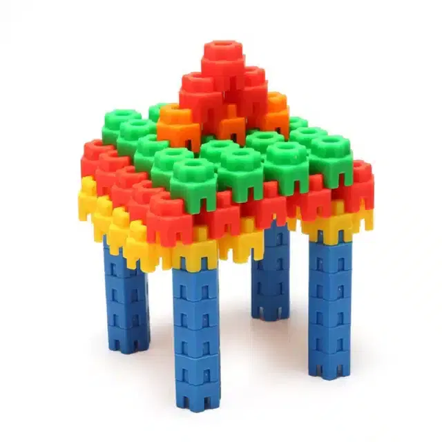 Plastic Educational Hexagonal 100 Pcs Building Blocks Toy Set for Kids, Multicolor