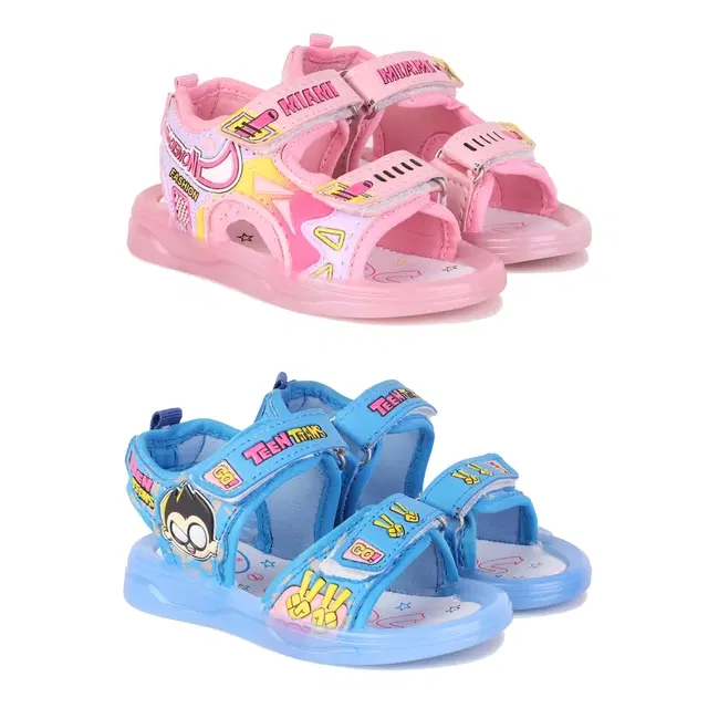 Sandals for Kids, Pack of 2 (Multicolor, 8 C)