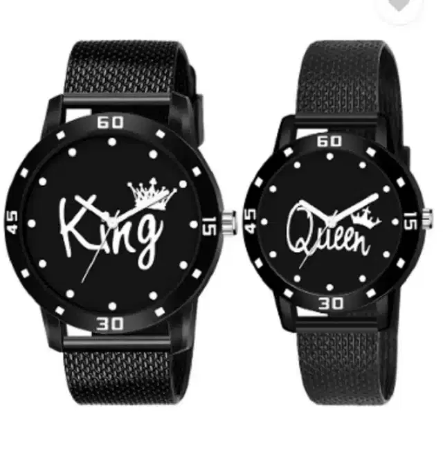 Couple Analog Watches, Pack of 2 (Black)