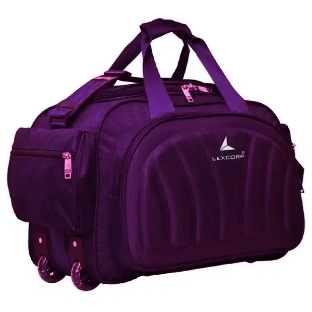 Polyester Solid Duffel Bag with Wheels, Purple [60 L]