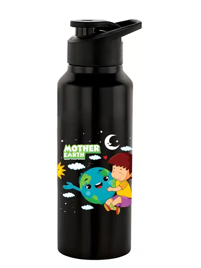 Stainless Steel Insulated Single Wall Water Bottle, Black, 750 ml
