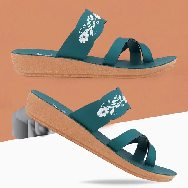 Solid Flatforms for Women (Green, 5)