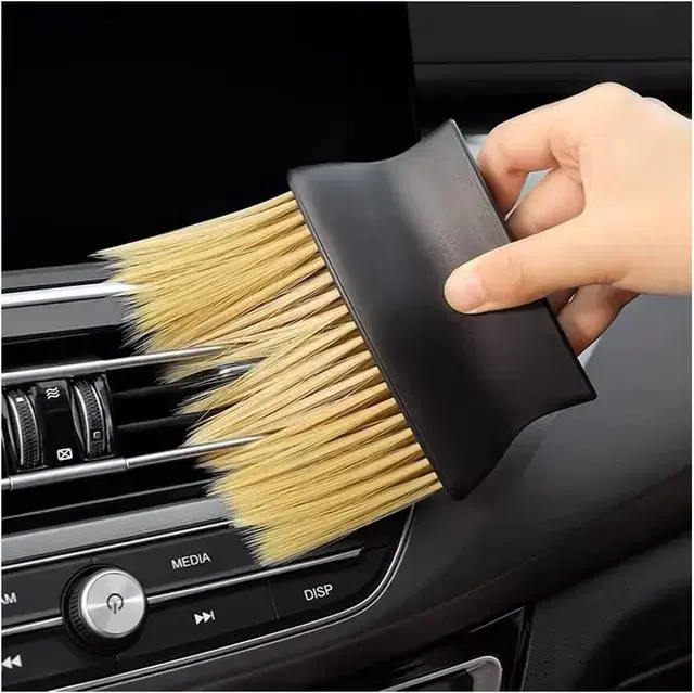 Super Soft Microfiber Car Dashboard Cleaning Brush, Brown & Black