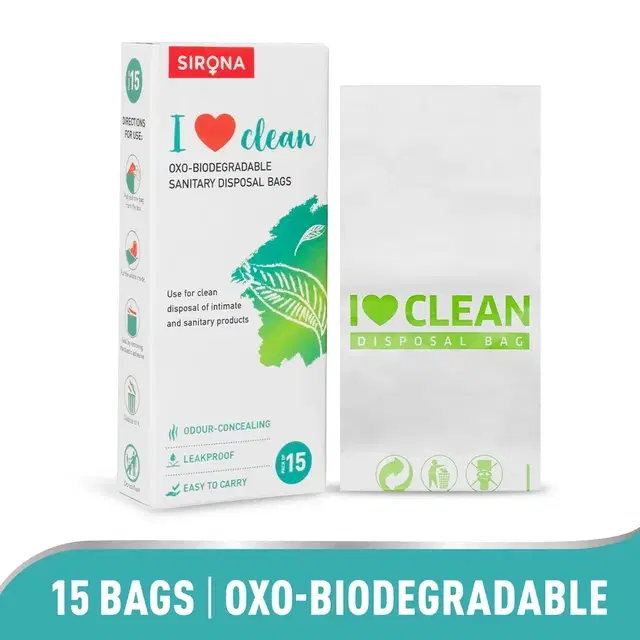 Sirona Sanitary Disposal Bag (Eco-Friendly & Leakproof) Pack Of 15 Bags