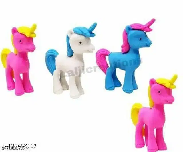 Unicorn Shape Erasers, Multicolor, Pack of 4