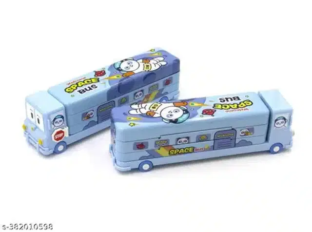 Bus Shaped Pencil Cases, Blue, Pack of 2