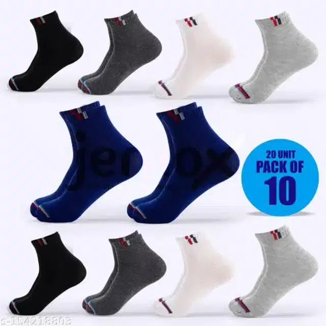 Polycotton Socks for Men, Set of 10 (Multicolor)