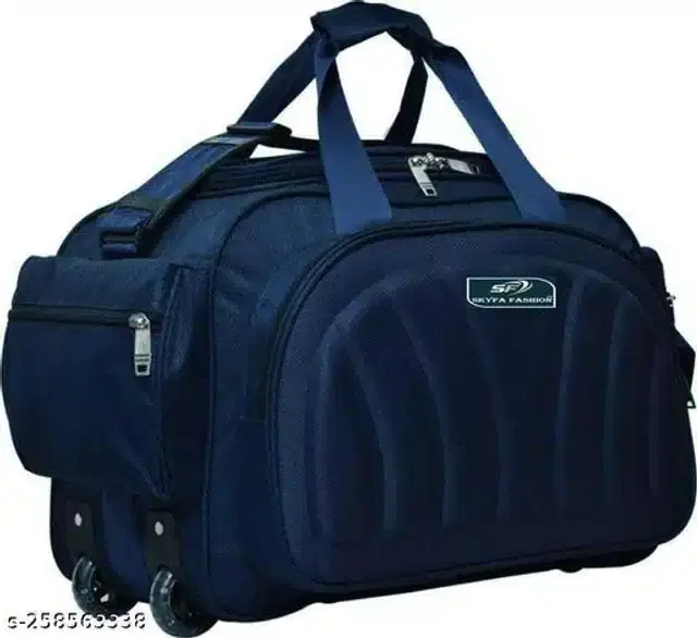 Polyester Strolley Duffel Bag, Navy Blue, 60 L