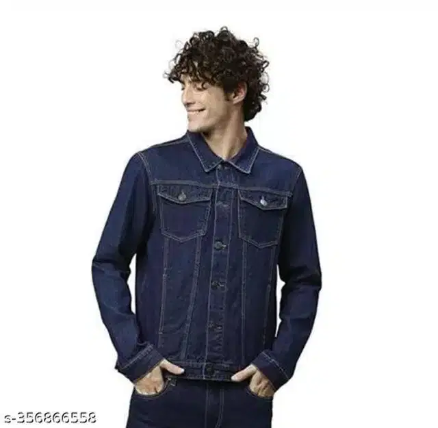 Denim Jacket for Men (Navy Blue, M)