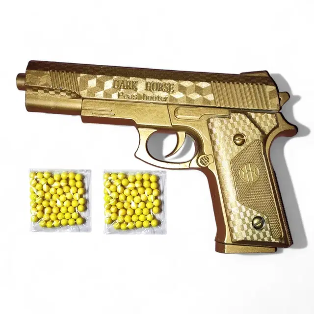 Plastic Mouser Gun Toy with 100 Pcs Bullets for Kids, Gold, Set of 1