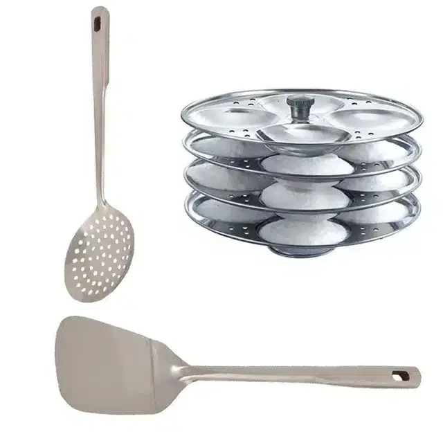 Stainless Steel Poni Strainer, Palta & Idli Making Stand, Combo of 3