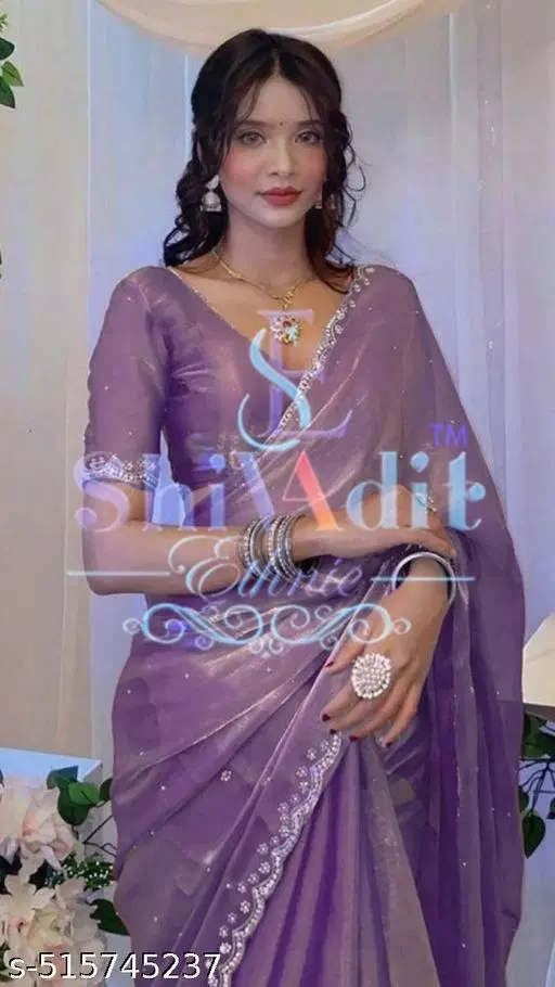 Jimmy Choo Embellished Saree For Women, Purple