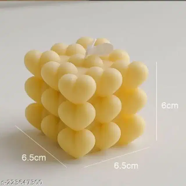 Heart Bubble Shaped Candle, Yellow
