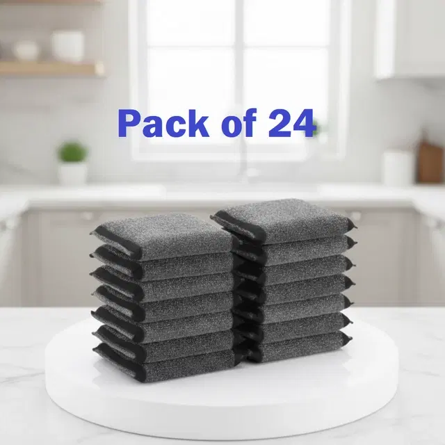 Stainless Steel Scrub Pad, Black, Pack of 24