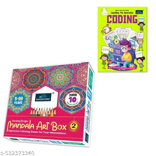 Harmony Mandala Boxx Part 2 + STEM Activity Book: CODING – Teach kids essential tech skills while they relax and recharge with calming mandala activities.