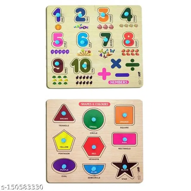 Wooden Puzzles for Kids, Multicolor, Pack of 2