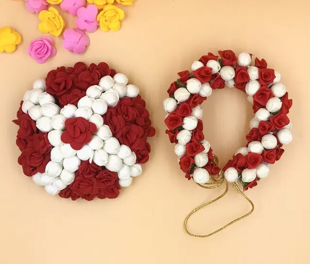 Artificial Flower Reusable Handcrafted Gajra for Women, Pack of 2 (Multicolor)