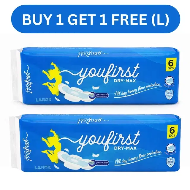 YouFirst Straight Dry Net Sanitary Pads Large 2X6 Pcs (Buy 1 Get 1 Free)