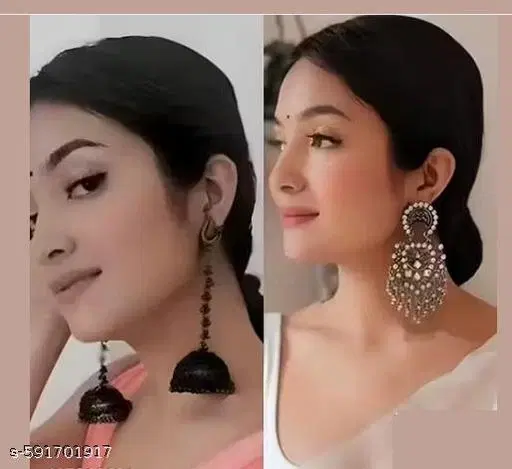 premium trendy oxidized jhumka earrings pack of 2 oxidised earring