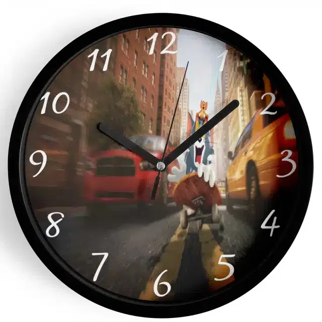 Analog Tom & Jerry Wall Clock for Home, Black, 7 Inches