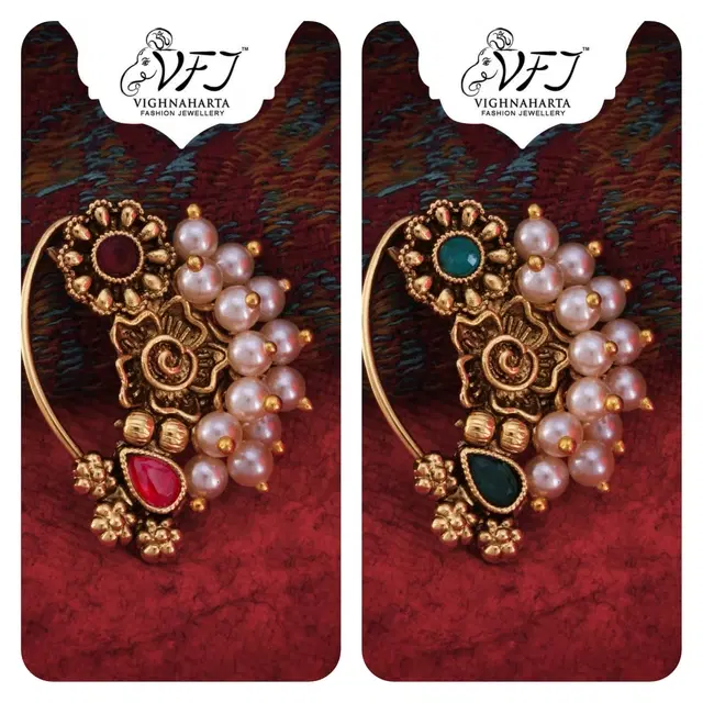 Alloy Nath Nosepins for Women, Pack of 2 (Multicolor)