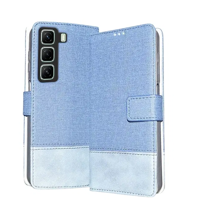Artificial Leather Mobile Flip Cover for Infinix X6720 / Hot 50 5G, Blue