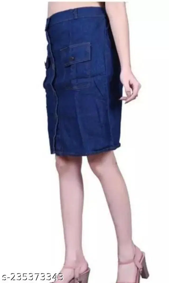 Denim Skirts for Women (Blue, 28)