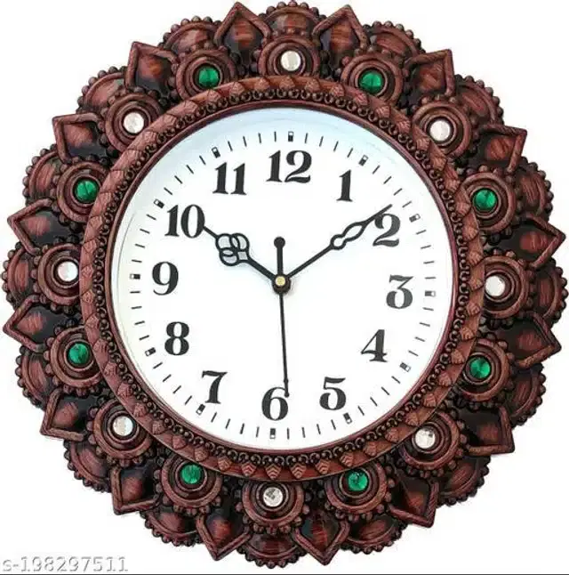 Plastic Analog Wall Clock, Brown & White