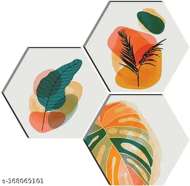 MDF Wooden UV Coated Digital Painitings, Multicolor, 17x17 inches, Pack of 3