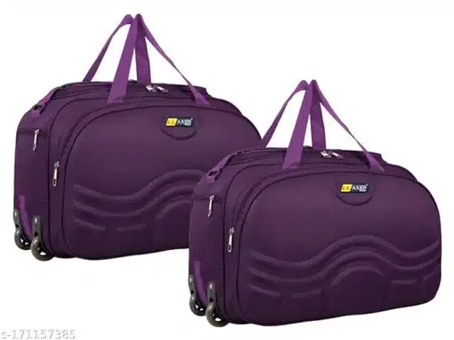 Polyester Trolley Duffel Bag for Men & Women, Purple, Pack of 2