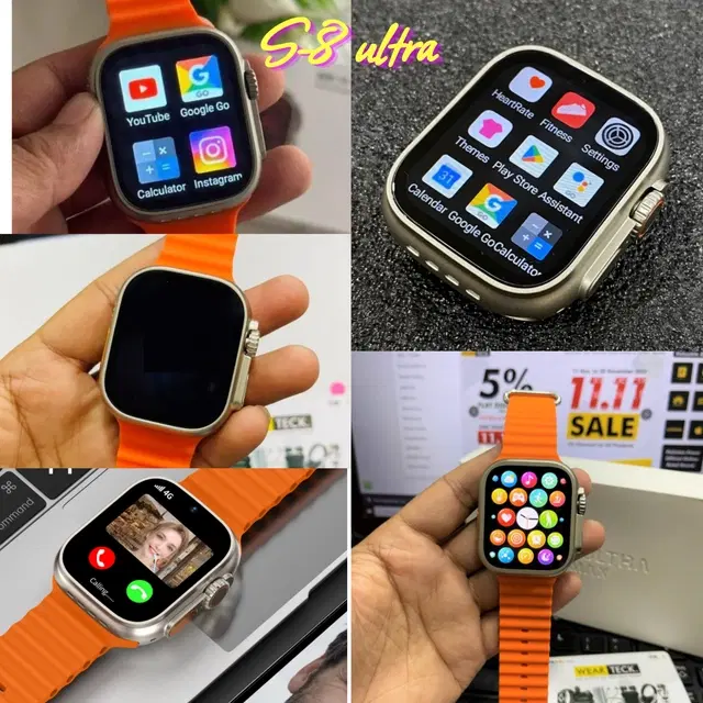 Silicone Strap S8 Ultra Smart Watch, Orange