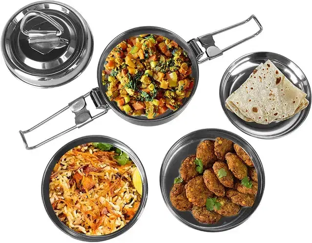 3 Layer Steel Lunchbox, Silver