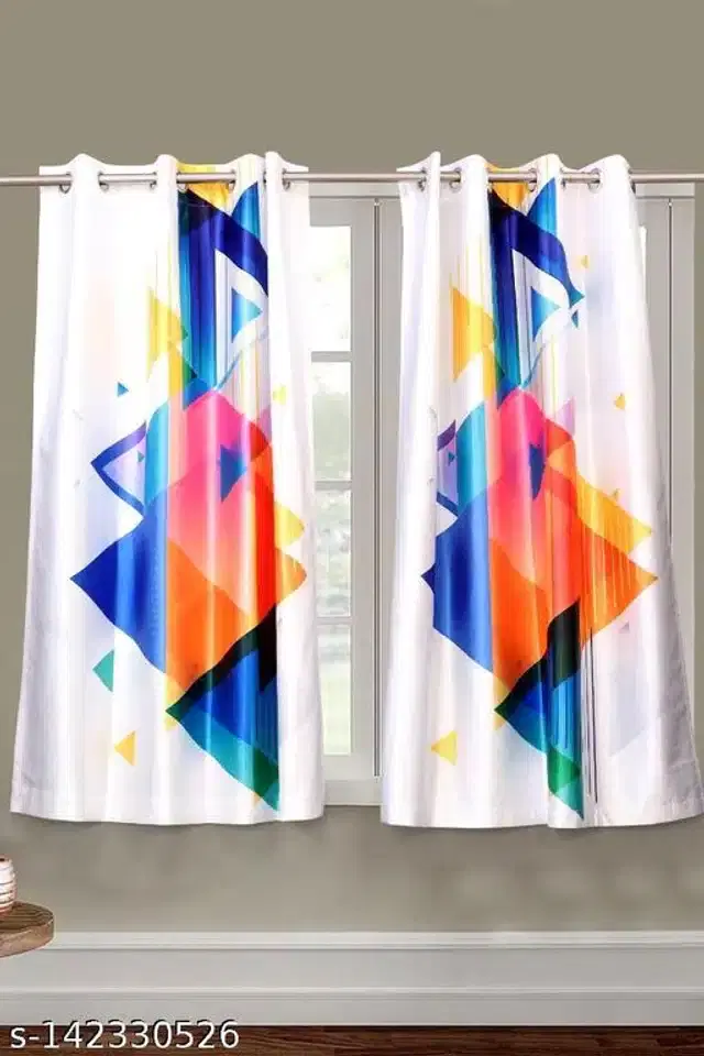 Polyester Window Curtain, Multicolor, 5 Feet, Pack of 2