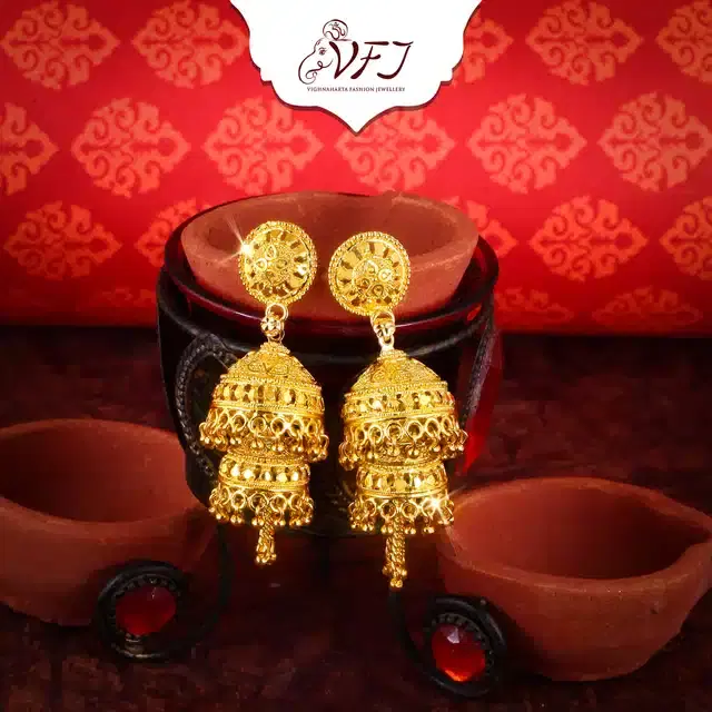 Oxidised Alloy Earrings Set for Women (Gold)