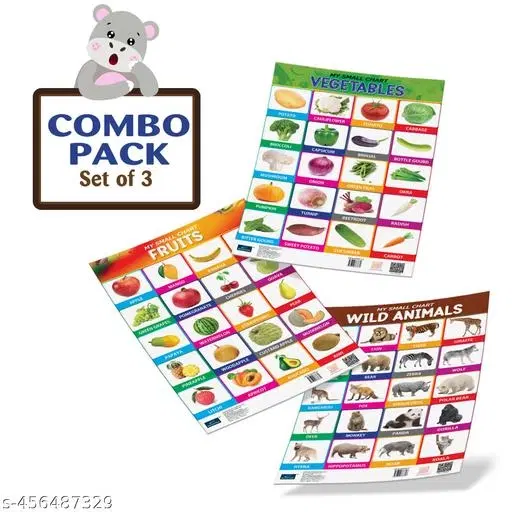 Bookford Publications My small chart Fruits, Wild Animals & Vegetables (Set of 3)