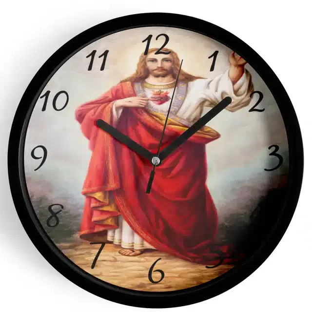 Plastic Jesus Printed Wall Clock, Multicolor, 10x10 Inches