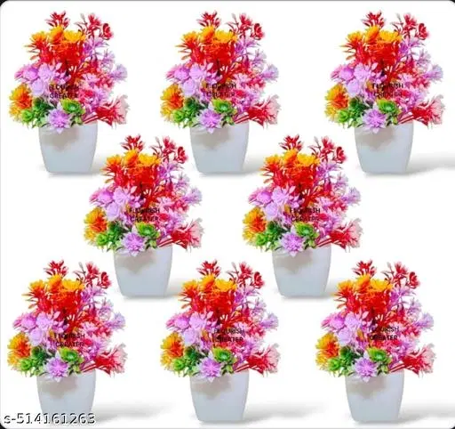 Plastic Artificial Flowers, Multioclor, Pack of 8
