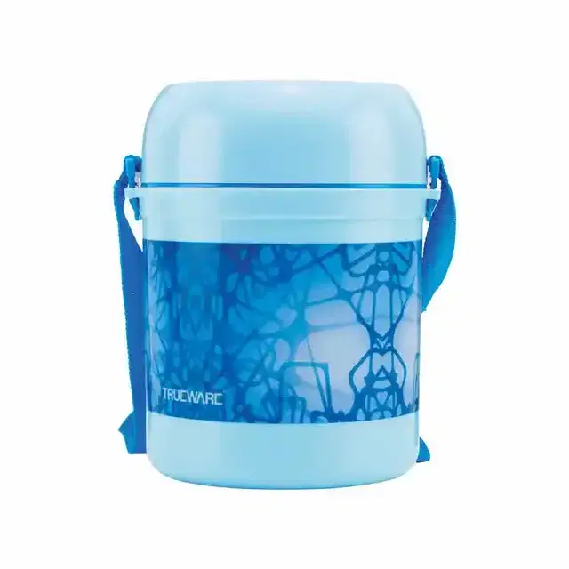 Trueware Office 3 BPA Free Plastic Lunch Box with 3 Plastic Containers 300 ml x 3, Blue