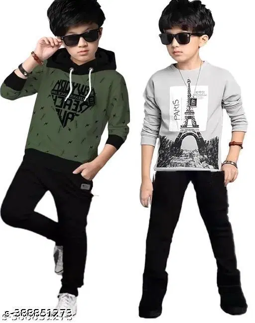 Cotton Clothing Set for Boys, Multicolour, Pack of 2 (4-5 Years)