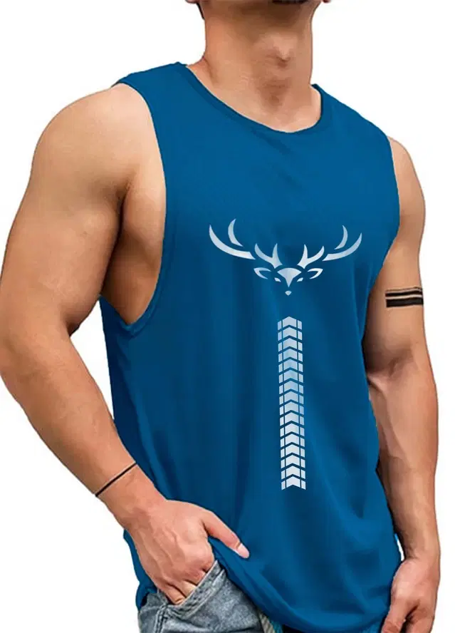 Polyester Printed Vest for Men (Multicolor, S)