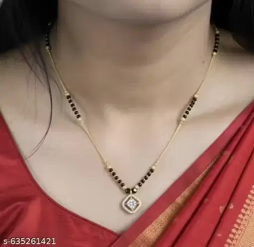 Alloy Gold Plated Mangalsutra for Women, Gold