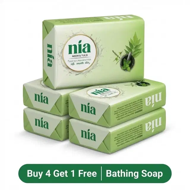 Nia Neem & Tulsi Bathing Soap 5X100 g (Buy 4 Get 1 Free)