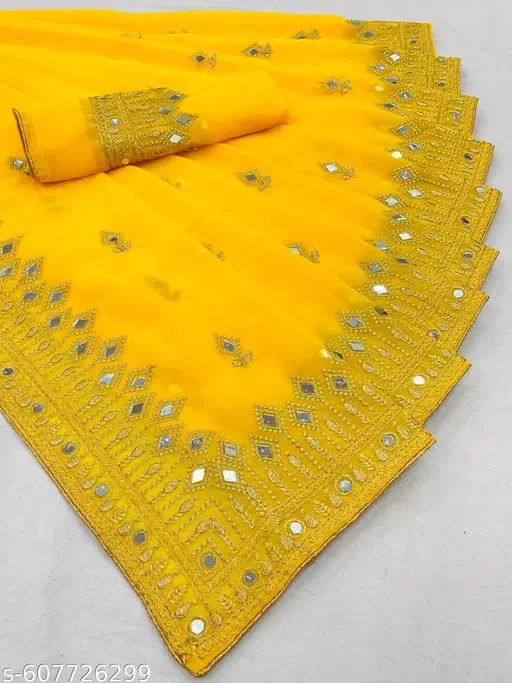 Bright Saree for Women (Yellow, Free Size)