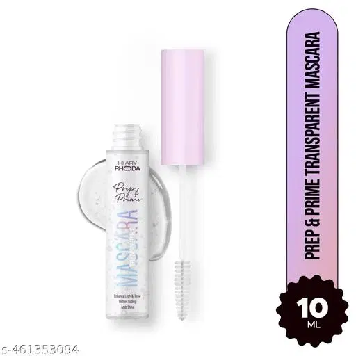 Hilary Rhoda Prep & Prime Transparent Mascara | Natural Look & Lash Transparent Mascara | Glossy & Shiny | Enhances Lash & Curl | Clump-Free & Clear Gel Formula- 10 ml